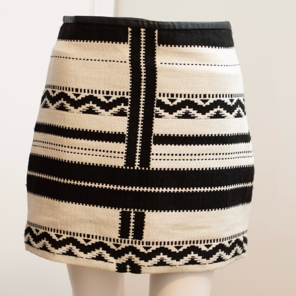 Madewell Geo Jacquard Classic Fit Leather Waist Trim Mini Women’ Skirt Size 2 - Picture 3 of 7